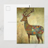 Herten gemengde media schilderij briefkaart (Voorkant / Achterkant)