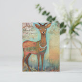 Herten gemengde media schilderij briefkaart (Staand voorkant)