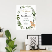 Herten genderneutraal baby shower welkomstbord poster (Thuiskantoor)