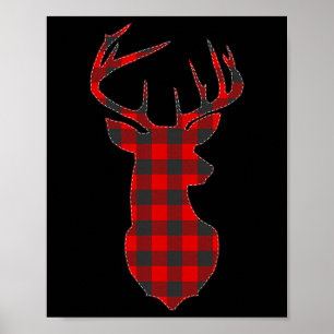 Herten geruite rood rendier bok kerst Kerstmis Poster