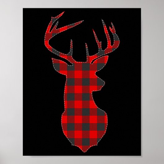 Herten geruite rood rendier bok kerst Kerstmis Poster (Voorkant)
