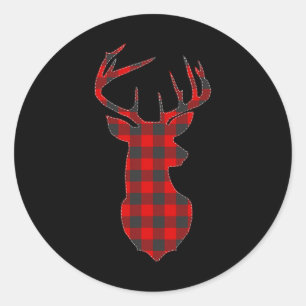 Herten geruite rood rendier bok kerst Kerstmis Ronde Sticker