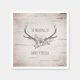 Herten gewei & berk Vintage bruiloft receptie Servet