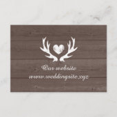 Herten gewei bruin rustiek hout achtergrond bruilo informatiekaartje (Voorkant)