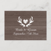 Herten gewei bruin rustiek hout achtergrond bruilo informatiekaartje (Achterkant)