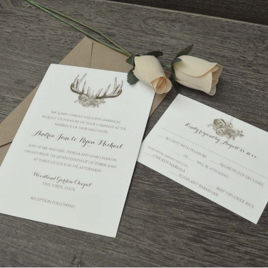 Herten gewei elegante bos bruiloft kaart