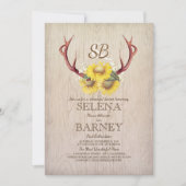 Herten gewei en zonnebloem rustieke repetitie dine kaart (Voorkant)