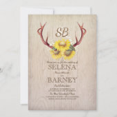 Herten gewei en zonnebloemen rustieke herfst bruil kaart (Voorkant)