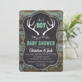 Herten Gewei Jongen Baby Shower Uitnodiging (Staand voorkant)