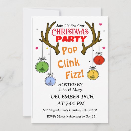 Herten gewei kerst uitnodiging (Voorkant)