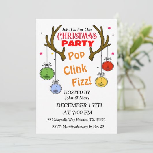 Herten gewei kerst uitnodiging (Staand voorkant)