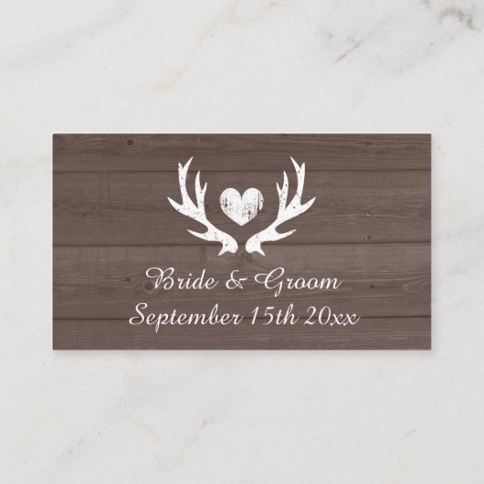 Herten gewei logo bruin rustiek hout aangepaste br informatiekaartje (Achterkant)