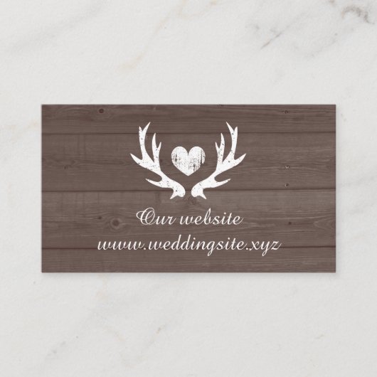 Herten gewei logo bruin rustiek hout aangepaste br informatiekaartje (Voorkant)