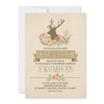 Herten gewei romantische rustieke bruiloft uitnodi