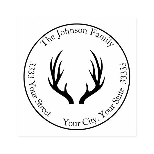 Herten gewei rond retour adres rubberstempel (Afrduk)