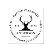 Herten gewei rustieke getrouwd paar retour adres rubberstempel (Afrduk)