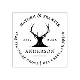 Herten gewei rustieke getrouwd paar retour adres rubberstempel