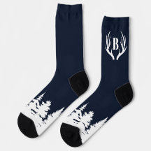 Herten Geweien Heren Crew Soks Blauw en Wit
