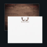 Herten Geweien Jacht Jager Rustiek Donker Hout Notitiekaartje<br><div class="desc">Dit ontwerp bevat rustieke herten geweien met ruimte voor een naam/tekst eronder en een donkere houten achtergrond. Klik op de aanpassen knop als je de ontwerpelementen wilt aanpassen en/of de tekst verder wilt aanpassen! Variaties van dit ontwerp, extra kleuren en bijpassende producten zijn beschikbaar in onze winkel, zazzle.com/store/doodlelulu. Neem contact...</div>