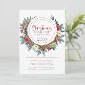 Herten geweien met Kerstbloemen krans Feestdagenkaart (Staand voorkant)