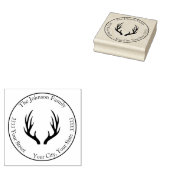 Herten Geweien Ronde Retouradres Rubberstempel (Gestempeld)