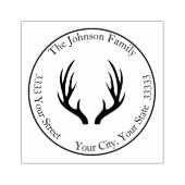 Herten Geweien Ronde Retouradres Rubberstempel (Afrduk)