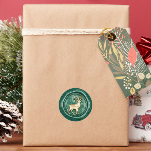 Herten Gouden Nepwaszegel Kerstmis Ronde Sticker