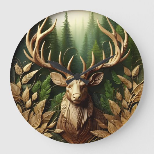 Herten grazen in bos grote klok (Voorkant)