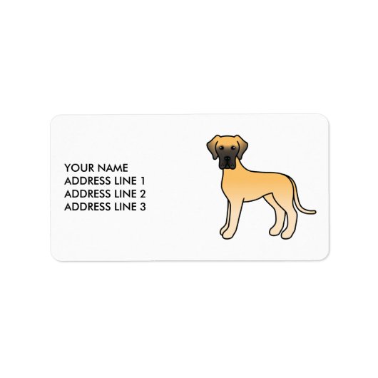 Herten Great Dane Lieve Tekening Hond & Tekst Etiket (Voorkant)
