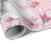 Herten grijs roze pioenrozen bloemig inpakpapier (Rol Hoek)