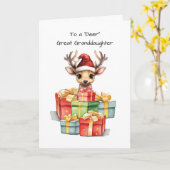 Herten Grote Kleindochter Schattige Kerstpaaltjes  Kaart (Gele Bloem)