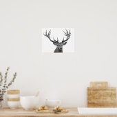 Herten Hert Zwart Wit Houten Stijl Modern Poster (Keuken)