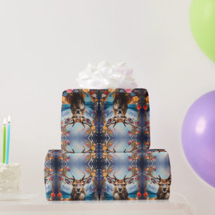 Herten herten met gewei van bloemen cadeaupapier