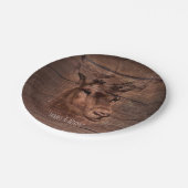 Herten Hoofd String Lights & Hout Bruiloft Papieren Bordje (Gekanteld)