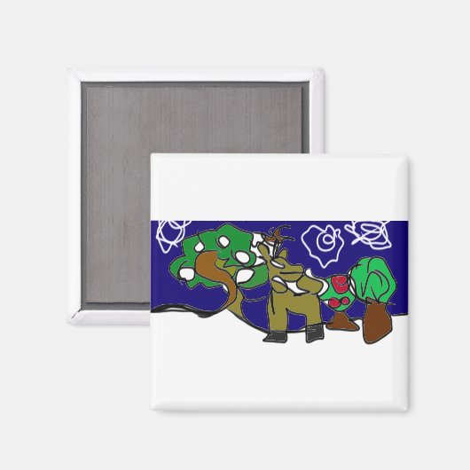 Herten houden van de winter magneet (Voorkant / Achterkant)