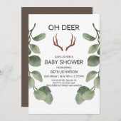 Herten houthakker Baby shower Invitation Kaart (Voorkant / Achterkant)