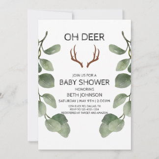 Herten houthakker Baby shower Invitation Kaart