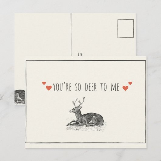 Herten Illustratie Liefde Briefkaart (Voorkant / Achterkant)