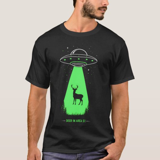 Herten in Area 51 Grappige UFO-ontvoering voor Cry T-shirt (Voorkant)