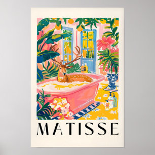 Herten In Badkuip Kunstprint, Mid Century Kunst, B Poster