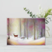 Herten in besneeuwde bossen budget Kerstmis Feestdagenkaart (Staand voorkant)