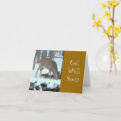 HERTEN IN BESNEEUWDE BOSSEN DIE WATER UIT DE STROO KAART (Gele Bloem)