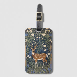 Herten in Bluebell Forest William Morris geïnspire Bagagelabel