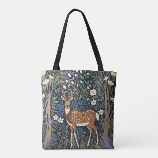 Herten in Bluebell Forest William Morris geïnspire Tote Bag (Achterkant)