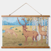 Herten in Bos Dier Hangend Wandkleed (Voorkant)