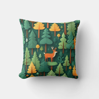 Herten in Bossen (Botanische / Natuur Illustratie) Kussen