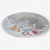 herten in bossen met kerstsnowman papieren bordje (Gekanteld)