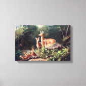 Herten in Bossen Schilderen Canvas Afdruk (Voorkant)