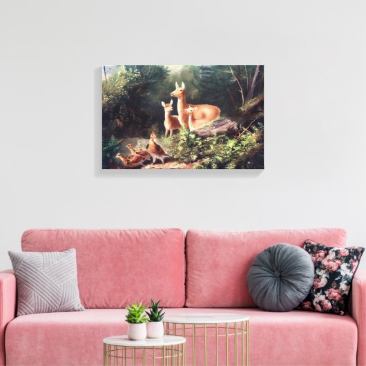 Herten in Bossen Schilderen Canvas Afdruk (Insitu (Woonkamer))