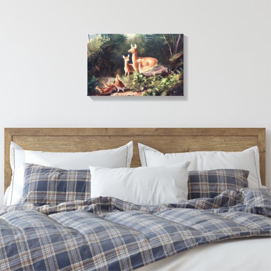 Herten in Bossen Schilderen Canvas Afdruk (Insitu (Slaapkamer))